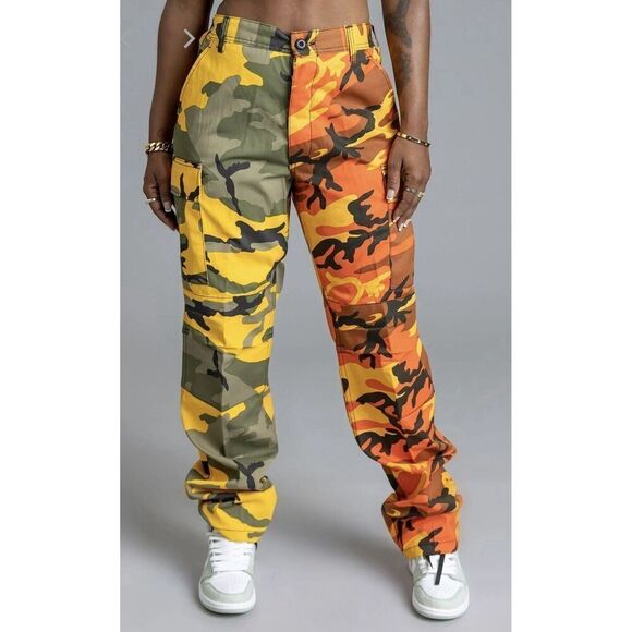 Rothco CARGO COMBAT PANT TWO TONE CAMO Unisex 32x30 Distressed Large Button Fly - Picture 1 of 16